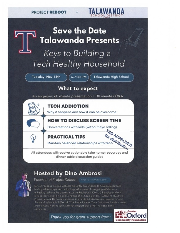 Flyer with event details for November 18